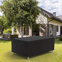 PATIO PLUS Copertura per Mobili da Giardino - Telo Protettivo per Tavolo e Sedie da Esterni, 600D Panno Oxford Impermeabile Copertura, Tavoli e Sedie da Cortile Raggi UV (Nero 270x180x89cm)
