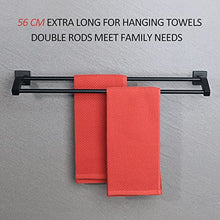 Sayayo Porta Asciugamani Bagno Nero, 60CM Doppio Portasciugamani in Acciaio Inox SUS304, Porta Salviette da Parete per Cucina Bagno, EGK9009-B