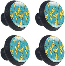 Modello di farfalla giallo di volo libero blu Pomelli per Porta Set di 4 Pomelli per Mobili Manopole per Cassetti Cucina Armadio Vetro