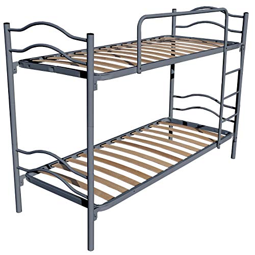 DOLCI SOGNI Letto a Castello per Adulti e Bambini 205x80 cm Altezza 150 cm, Colore Argento, Letti a Castello con 2 Rete Letto Singolo 80x190, Scomponibile in 2 Letti Singoli