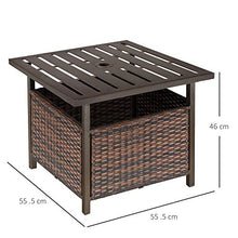 giordano shop Tavolino da Giardino 55,5x55,5x46 cm in Rattan e Acciaio Marrone