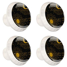 Set di 4 pomelli in cristallo per armadietti con design multiplo per cassetti, cassetti, armadi, comodini, libreria, vintage, con sole e nuvole di luna