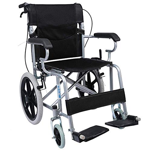 Accessori per la casa Sedia a rotelle da trasporto per disabili per anziani con telaio in acciaio leggero da 11 kg Protezione antimicrobica La sedia pieghevole è portatile Grandi ruote posteriori d