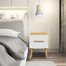 ZZBIQS, comodino in legno bianco con 2 cassetti, moderno, tavolino per camera da letto (bianco e naturale)