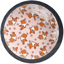 Modello carino arancione Corgi Dog Pomelli per Porta Set di 4 Pomelli per Mobili Manopole per Cassetti Cucina Armadio Vetro