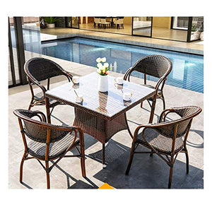 HLZY Tavolo in Vimini in Rattan mobili in Patio e Set Sedia, Patio Arredi Mobilia Conservatorio Set da Tavolo Set per la Famiglia Mobili da Giardino all'aperto (Set da Tavolo da 4 Pezzi)