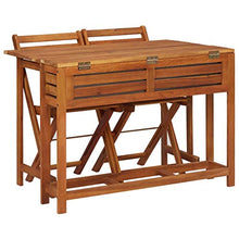Tidyard Tavolo con Fioriera da Balcone e 2 Sedie in Massello di Acacia