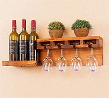 Wine Rack, Wine Rack 3 Bottiglie solido legno for il vino Rack a parete Bottiglia di vino Holder calice della mensola del supporto Fiore cremagliera del banco WTZ012