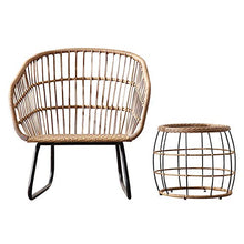 Set di Mobili da Giardino per Esterni, 2 Pezzi di Sedia in Vimini E Combinazione di Tavolino per Tutte Le Stagioni Set di Mobili da Conversazione per Giardino in Rattan in Ferro Battuto