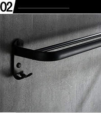 Portasciugamani da bagno nero doppio da 50 cm Porta asciugamani a parete nero con portasciugamani in alluminio