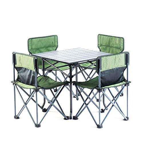 AWJ Tavolo Portatile Tavolo da Campeggio Pieghevole Leggero da Campeggio all'aperto Sedie da Tavolo Pieghevoli Portatili Set con Borsa per Il Trasporto ， 4 sedie + 1 Tavolo