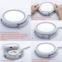 Specchio Trucco del LED, Ingrandimento 1X / 10X, Specchio Di Ingrandimento, Specchio Luminoso per Cura della Pelle e Rasatura, Forma Rotonda