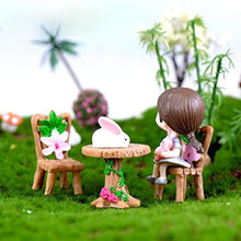 QULONG Ornamenti da Giardino Mini Adorabili sedie da Tavolo per Esterni Set Artigianato in Resina Ornamenti paesaggistici in Miniatura Decor