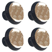Set di 4 pezzi di ferramenta con maniglia rotonda per armadio da cucina, credenza, cassettiera, cassettiera, credenza, bagno, armadio con impronta di zampa di cane, marrone