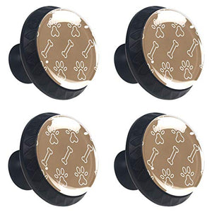 Set di 4 pezzi di ferramenta con maniglia rotonda per armadio da cucina, credenza, cassettiera, cassettiera, credenza, bagno, armadio con impronta di zampa di cane, marrone