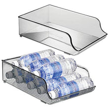 mDesign Set da 2 portabottiglie – Bottigliera in plastica robusta per cucina, dispensa e frigo – Scaffale porta vino per la conservazione ottimale di vini o altre bevande – grigio fumo
