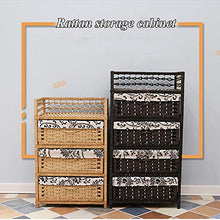 MAHFEI-Cestini Portaoggetti, Stile Country Cassettiera in Rattan Tessitura A Mano Comodino da Pavimento Armadio per Bambini Stabile E Durevole Organizza La Cassettiera
