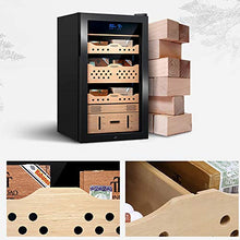 Umidificatore Legno di Cedro, humidor sigari LED con Touch Screen LED, Volume 55 L, Adatto per 200-260 Sigari, 60 W, Temperatura Interna 12-23° C, umidità Fino al 70%, Nero
