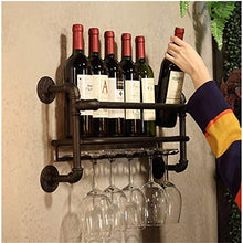 LYLY Portabottiglie Parete Appeso ad Vino retrò Ferro battuto in Ferro Industriale del Vino stoccaggio del Display della Tazza del Rack per la Decorazione della casa della Barra Porta Vini