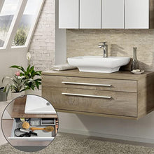 FACKELMANN - Set di mobili da bagno Stanford, 3 pezzi, con mobiletto da appendere e lavabo da appoggio, 110 cm e armadietto a LED