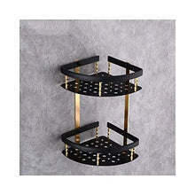 AGGF Portaoggetti per Doccia da Bagno Portaoggetti angolare in Alluminio Nero Antico + Oro Nero a Doppio Triangolo