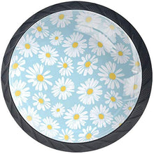 Little Daisy White Flowers Azzurro Pomelli per Porta Set di 4 Pomelli per Mobili Manopole per Cassetti Cucina Armadio Vetro