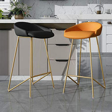 Sgabello da Bar in Metallo per Uso Domestico Sgabello Alto, Sgabello da Bar in Ferro in Stile Nordico con Cuscino in Spugna, con Cuscino Antiscivolo e Installazione Semplice Arancione, Nero