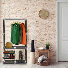 Relaxdays Appendiabiti con Scarpiera, 160x84x43 cm, Guardaroba con Ripiani per 10 Paia di Scarpe, Asta Attaccapanni, 60% Ferro 30% Pile 10% plastica, Nero/Trasparente, 1 pz