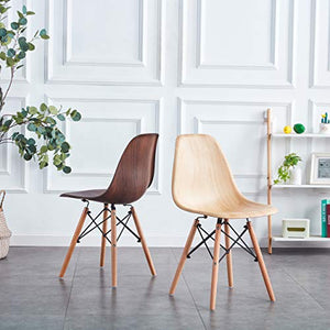 Un set di comode sedie da pranzo con 4 stili retrò, mobili per il tempo libero con linee lisce e piedini in legno massello, adatti per soggiorno e sala da pranzo (marrone scuro venature del legno, 4).