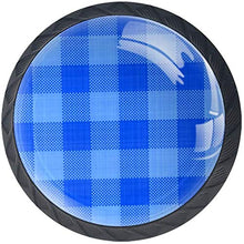 Tessuto a griglia motivo a quadri blu Pomelli per Porta Set di 4 Pomelli per Mobili Manopole per Cassetti Cucina Armadio Vetro