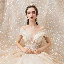 FTFTO Accessori per la casa Stylish Simplicity 2019 New Elegant Champagne Bride Dress Mesh Mesh Backless Trailing Tracing Shoulder Dress Large