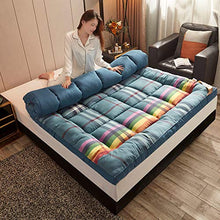 QXTT Materasso Futon, Materassi Letto Futon, Pieghevole Antiscivolo Tatami Materasso Pad Tappetino Tappeto Letto A Pelo Letto Pigro Stuoie per Camera da Letto E Ufficio,Blue-90×200cm