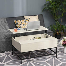 HOMCOM Tavolino Sollevabile da Salotto, Tavolo da Caffè in Legno con Piano Alzabile e Vano Contenitore, 90x60.5x45.5cm