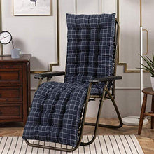 Goodquan Cuscino per sedia a sdraio in morbido cotone per esterni, schienale alto, comodo cuscino per schienale, antiscivolo, lavabile, facile da pulire (blu Plaid,53 x 155 cm)
