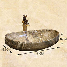 WEHOLY Lavabo in Resina Lavabo da Incasso Ovale in Pietra Naturale Lavabo antispruzzo per Hotel in Marmo Creativo retrò