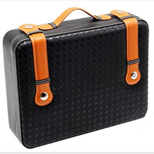 FHUILI Cigar Humidor, Legno di Cedro di Cuoio di Legno Portatile di Viaggio Cigar Humidor Accessori Fumatori, Artigiano a Mano,Nero