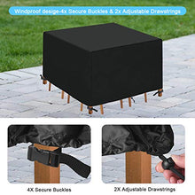 HEIMUNI Copertura per Mobili da Esterno Quadrato Telo Copri Tavolo Quadrato Sedie Resistente allo Strappo Impermeabile Copritavolo Giardino (135 x 135 x 75cm)