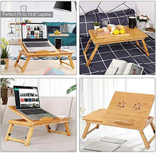 Tavoli da picnic Tavolo pieghevole, natura Bamboo Tavolo per computer portatile Semplice Computer Scrivania con ventilatore per letto Divano Pieghevole Regolabile Scrivania per laptop regolabile sul l