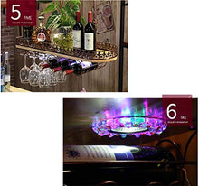 Rosso Semplice e Creativo Portabottiglie Bar Cornice in Vetro per Vino Appeso Coppa Retrò Cornice in Vetro per Vino Rosso Sulla Testa Appendiabiti per Vino con Luci Supporto a Parete, 80 * 28 * 12 cm