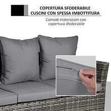 Outsunny Salotto da Giardino Set 3 Pz con 2 Divani da Esterno e 1 Tavolo da Giardino in Rattan Sintetico Grigio
