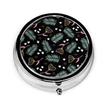 Australian Wild Flowers and Leaves Summer Night Print - Contenitore rotondo per pillole a 3 scomparti, in metallo, per medicina e vitamina