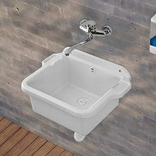 Pilozzo Lavatoio in Resina, 58x45 cm Bianco, con Portasapone, Ideale per Installazione a Muro