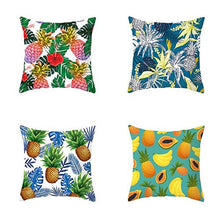 Federe Cuscini Divano 45X45,Fodere Per Cuscini Nordici Frutta Tropicale Pianta Verde, Fodera Per Cuscino Lombare Per Divano Da Ufficio Auto, Set Di 4 Articoli Per La Decorazione Della Casa, Verde Blu