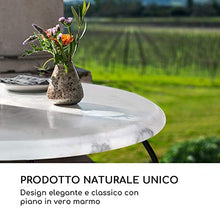 blumfeldt Patras Flower - Nature Edition, Tavolino da Giardino, Tavolino, Stile Bistrò, Marmo Bianco con Venature Grigie, Ideale per Interni ed Esterni, Resistente alle Intemperie, Bianco