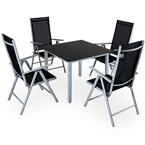 Deuba Tavolo e Sedie da Giardino Alluminio Bern 5 pz Schienale Regolabile Set da Pranzo Esterno