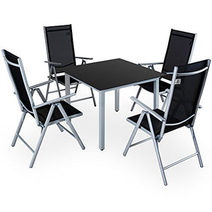 Deuba Tavolo e Sedie da Giardino Alluminio Bern 5 pz Schienale Regolabile Set da Pranzo Esterno