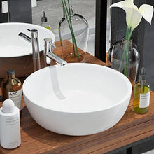 Lavabo Rotondo in Ceramica Bianca 42 x 12 cm. Materiale: Ceramica con Superficie e-Mail e Tappo lavabo.