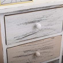 Rebecca Mobili Cassettiera decape, Comodino con 3 cassetti, Legno di paulonia, Bianco Beige Grigio, Stile Retro, Camera Bagno - Misure: 54 x 37 x 27 cm (HxLxP) - Art. RE4263