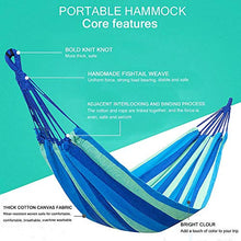 KJLM Single/Double Outdoor Garden Cotton Camping Hammock-Perfect per Campeggio e all'aperto o Giardini e Viaggi (Blu 210x80)