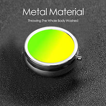 Contenitore rotondo per pillole con 3 scomparti, in metallo, per medicine, vitamine, colore verde neon e giallo fluo, per viaggi all'aperto